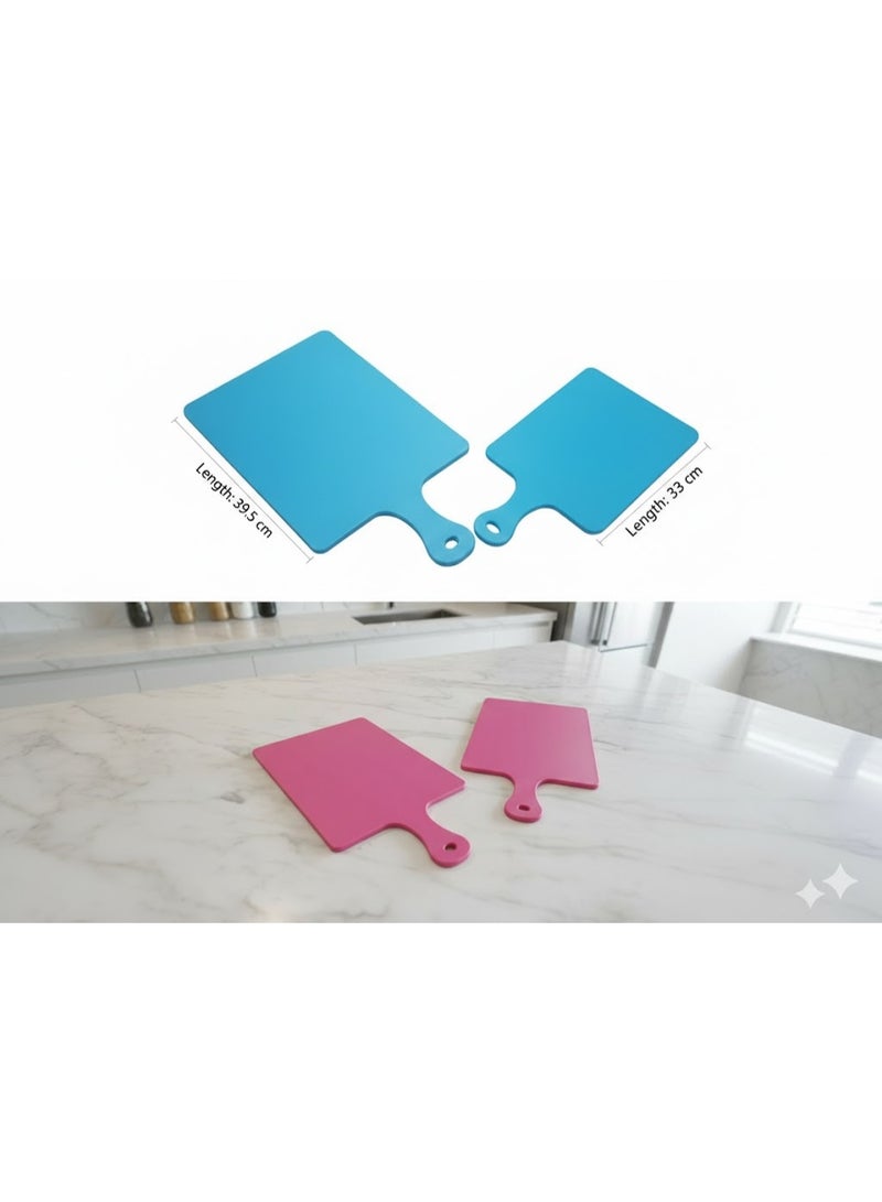 فافيلا طقم بلانشات تقطيع بلاستيك متين – قطعتين (صغير + كبير) – سطح قوي غير قابل للانزلاق ومقبض مريح للاستخدام اليومي متعدد الالوان - Image 1