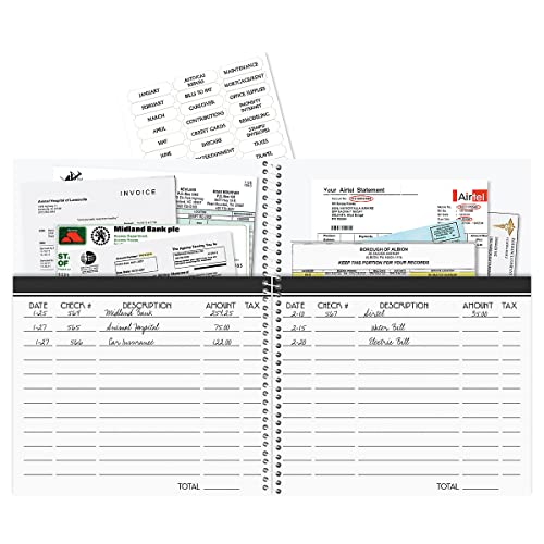 Current Navy Blossoms Bill Paying Organizer Book - 9" x 12” Personal Account Book, Spiral Bound, 14 Storage Pockets, 32 Label Stickers, Monthly Finance & Payment Management Tracker for Home & Office - Image 2