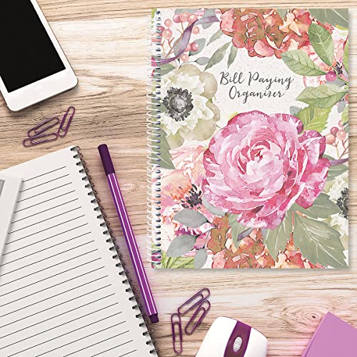 Current Navy Blossoms Bill Paying Organizer Book - 9" x 12” Personal Account Book, Spiral Bound, 14 Storage Pockets, 32 Label Stickers, Monthly Finance & Payment Management Tracker for Home & Office - Image 5