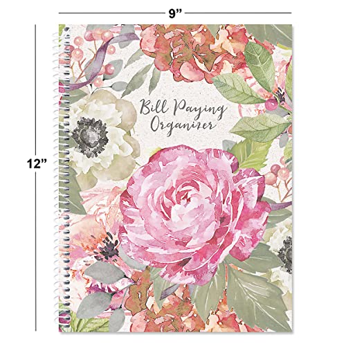 Current Navy Blossoms Bill Paying Organizer Book - 9" x 12” Personal Account Book, Spiral Bound, 14 Storage Pockets, 32 Label Stickers, Monthly Finance & Payment Management Tracker for Home & Office - Image 3