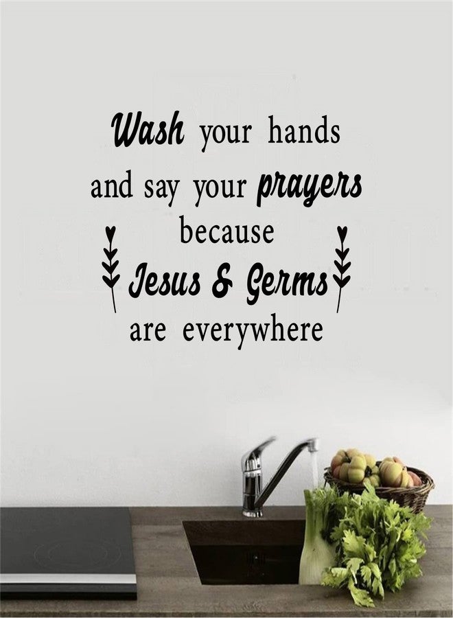 thovorrnl Inspirational Religious Quotes Vinyl Wall Decal, Wash Your Hands and Say Your Prayers Wall Sticker Art Bible Lettering Saying Mural Decor Wallpaper for Bathroom Bedroom Living Room Church - Image 4