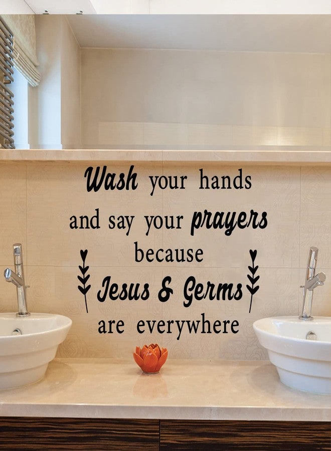 thovorrnl Inspirational Religious Quotes Vinyl Wall Decal, Wash Your Hands and Say Your Prayers Wall Sticker Art Bible Lettering Saying Mural Decor Wallpaper for Bathroom Bedroom Living Room Church - Image 5