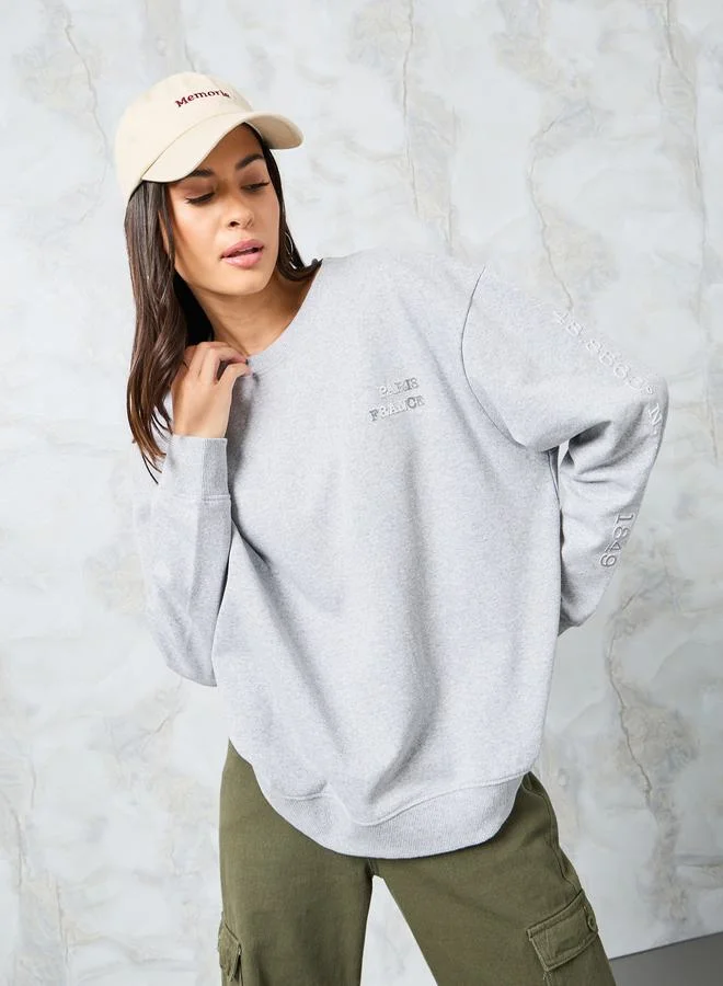 Styli Regular Fit HD Foil Print Slogan Sweatshirt