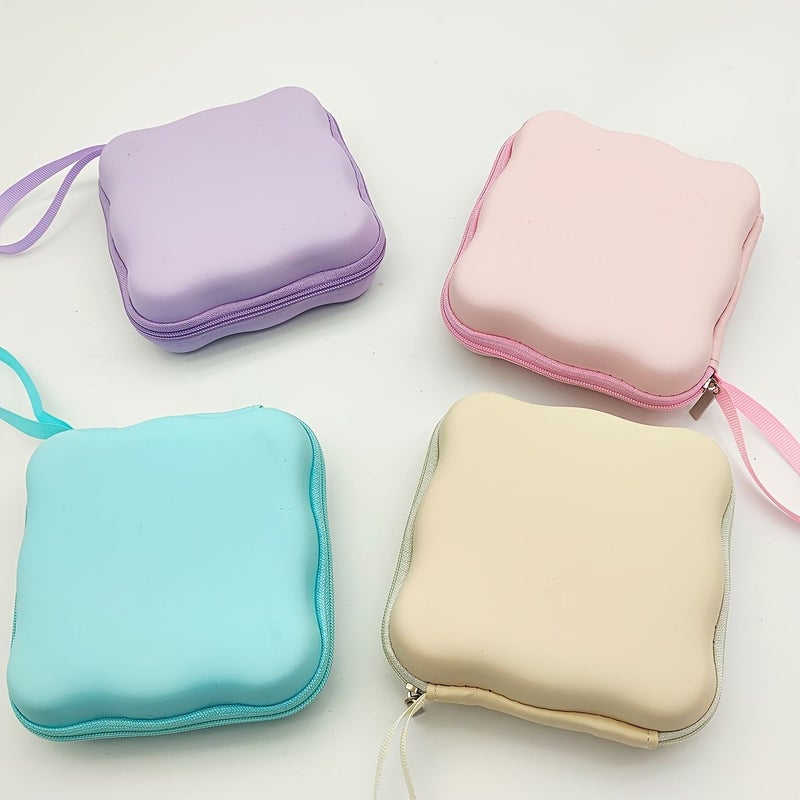 Black Solid Color Bluetooth Earphone Data Cable Portable Small Storage Pouch Hard Shell Protection Hand Carry Design Suitable For Storing And Protecting Small Digital Products Zipper Closure - Image 4