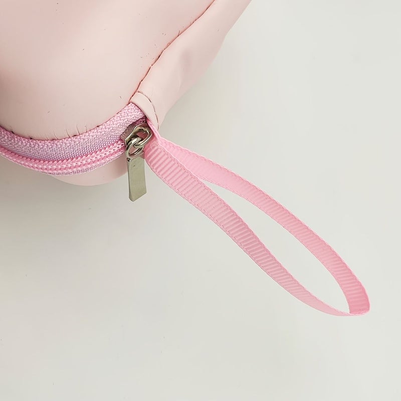 Black Solid Color Bluetooth Earphone Data Cable Portable Small Storage Pouch Hard Shell Protection Hand Carry Design Suitable For Storing And Protecting Small Digital Products Zipper Closure - Image 3