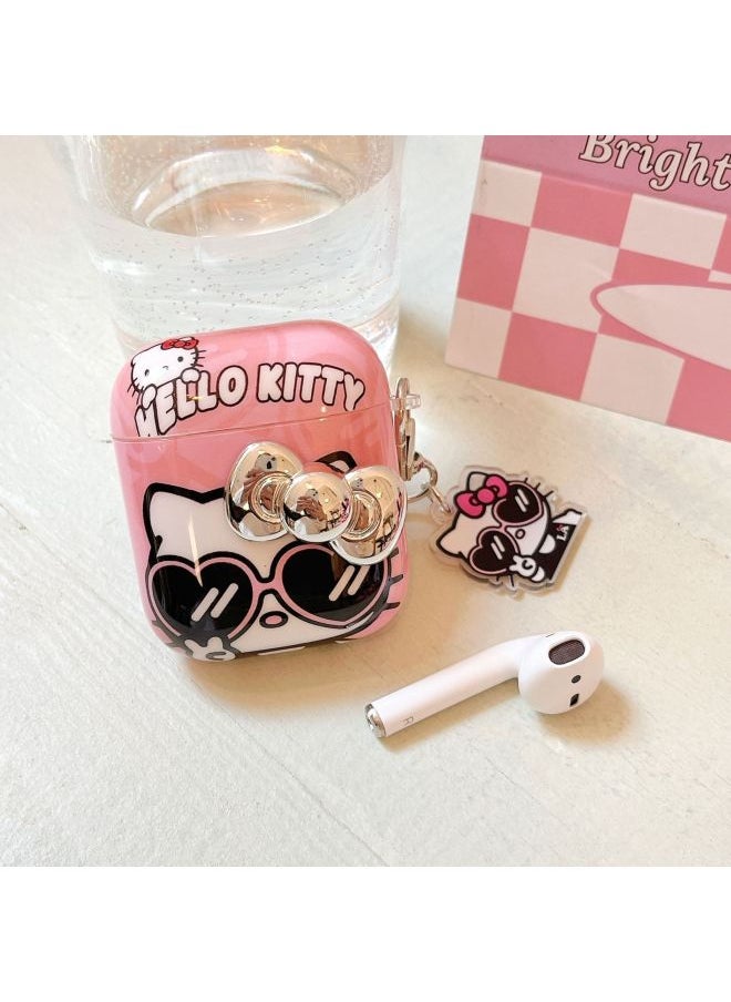 Generic - Suitable For AirPods 4 Earphone Set Creative Cartoon Shell For Apple1/2/pro2 Wireless Bluetooth Protective Cover Pendant-Color:Silicone Soft Shell + Pendant-sunglasses Kt-Model:AirPods Third Generation (protective Cover) - Image 1