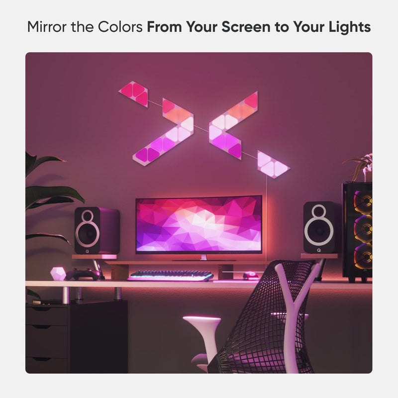 نانوليف حزمة توسعة صغيرة Nanoleaf Shapes Triangles - نظام ألواح LED ذكي مع واي فاي ومشغل موسيقى، ديكور فوري للجدران، للاستخدام المنزلي أو المكتبي، أكثر من 16 مليون لون، استهلاك منخفض للطاقة - أبيض - 10 عبوات - Image 5
