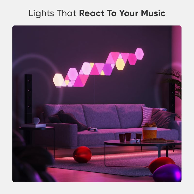 نانوليف حزمة توسعة صغيرة Nanoleaf Shapes Triangles - نظام ألواح LED ذكي مع واي فاي ومشغل موسيقى، ديكور فوري للجدران، للاستخدام المنزلي أو المكتبي، أكثر من 16 مليون لون، استهلاك منخفض للطاقة - أبيض - 10 عبوات - Image 4