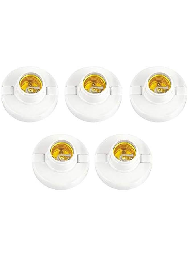 5 قطع قاعدة مصباح شائعة E27 قاعدة بلاستيكية مستديرة لحامل المصباح لامبة بيضاء قاعدة E27 - Image 1