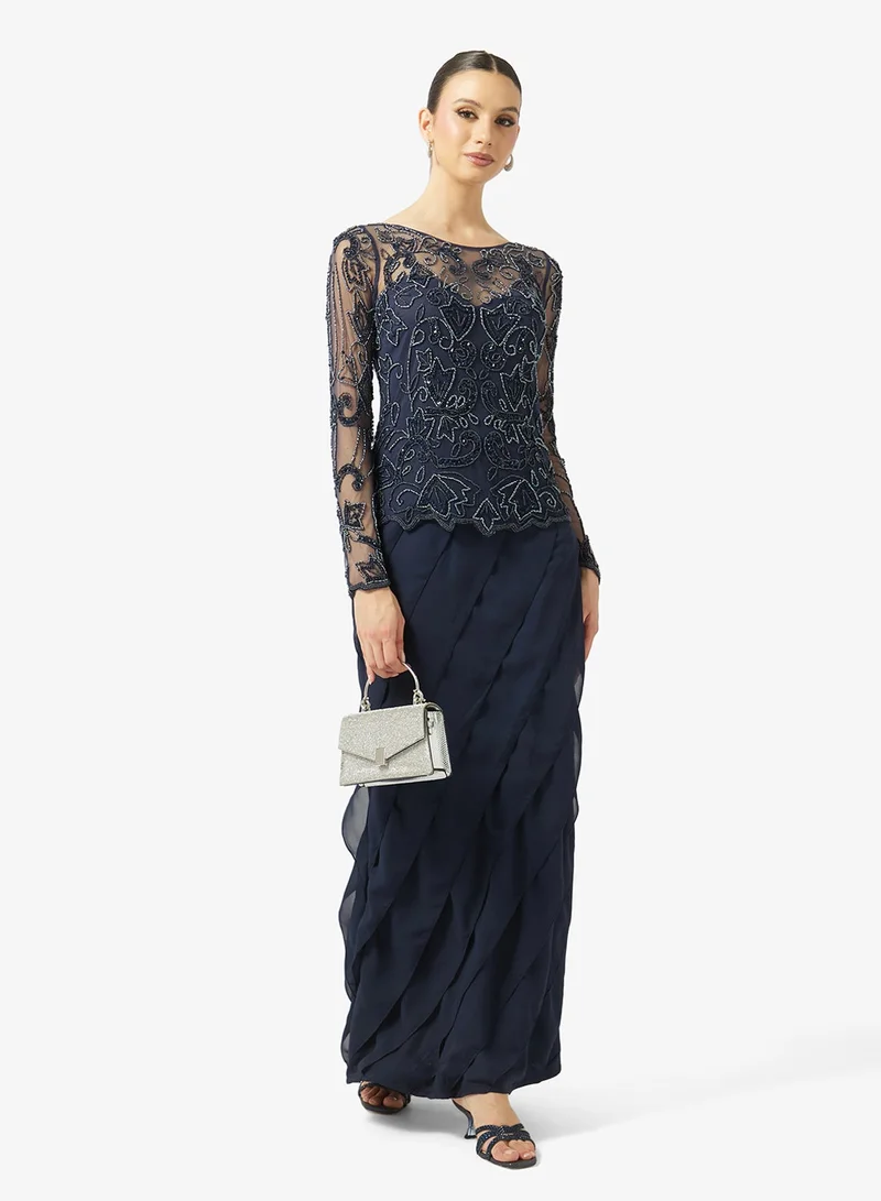 Amelia Rose  Lace Detail Maxi Dress for Women | Best Price UAE