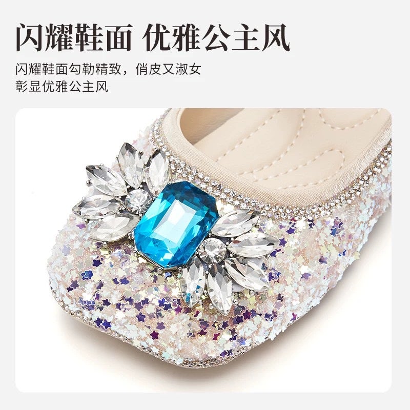 Girls'' Elsa Crystal Princess Shoes 2026 Spring New Bowknot Children''s Baby Leather Shoes Soft Sole Rhinestone Single Shoes - Image 5
