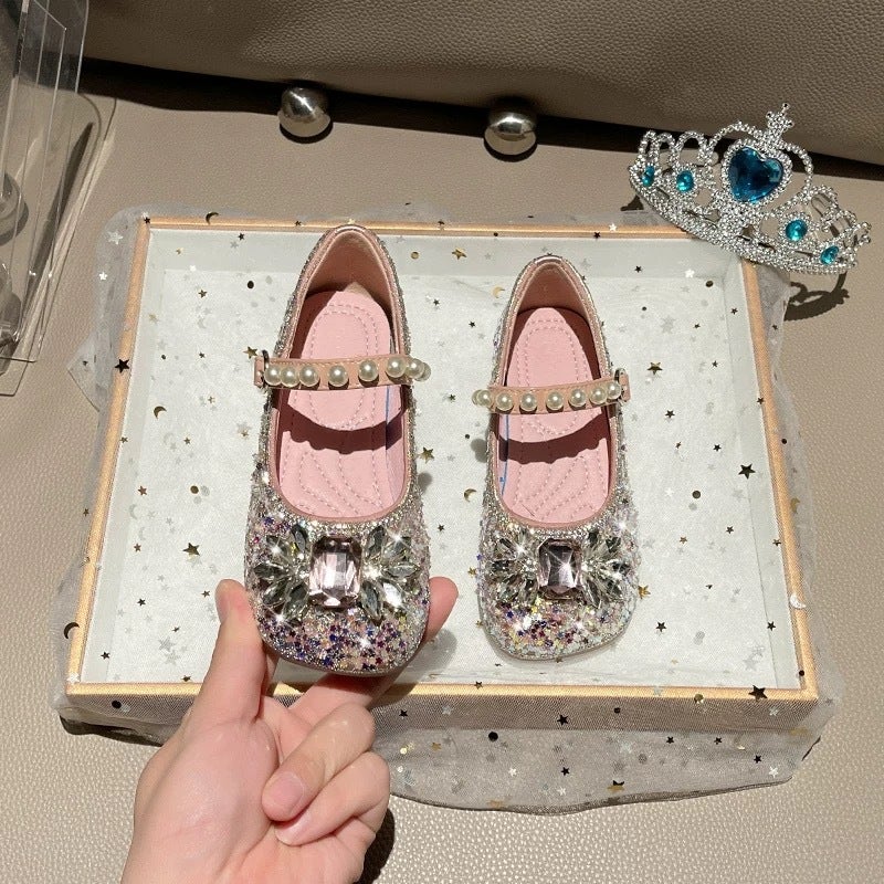 Girls'' Elsa Crystal Princess Shoes 2026 Spring New Bowknot Children''s Baby Leather Shoes Soft Sole Rhinestone Single Shoes - Image 4