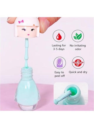 Kids Nail Polish, 6 Colors Non-Toxic Water Based Peel-Off Nail Polish Set, Non Toxic & Safe Nail Polish Set for Girls Ages 5+ for Parties, Birthday and Makeovers (6Colors) - view 2