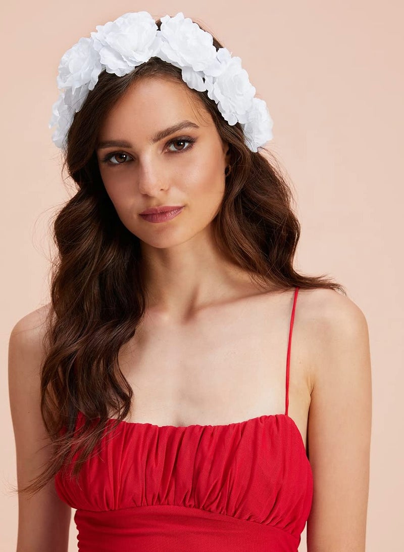 SOLARAE Bachelorette Party Decoration Kit,  Flower Crown Bridal Wedding Veil White for Bachelorette Bridal Shower Engagement Wedding Party Favor - Image 4