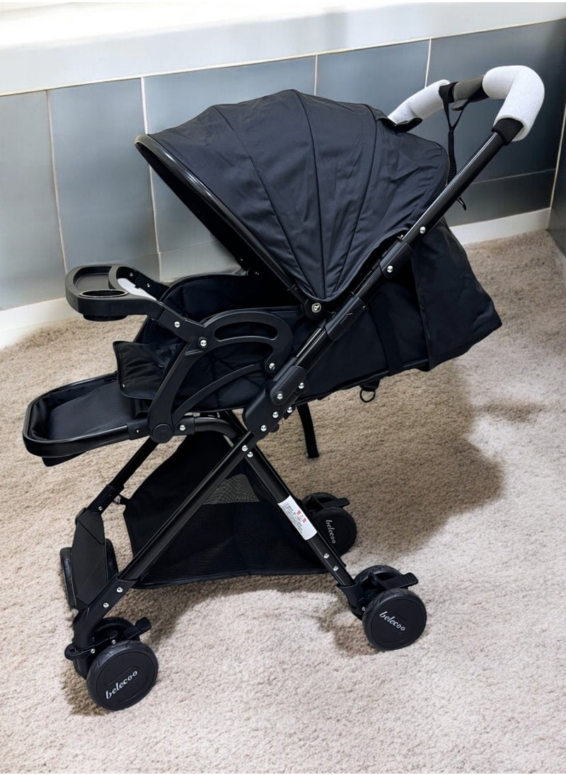 belecoo Belecoo A8 2-way 3-position foldable stroller black  - Image 1