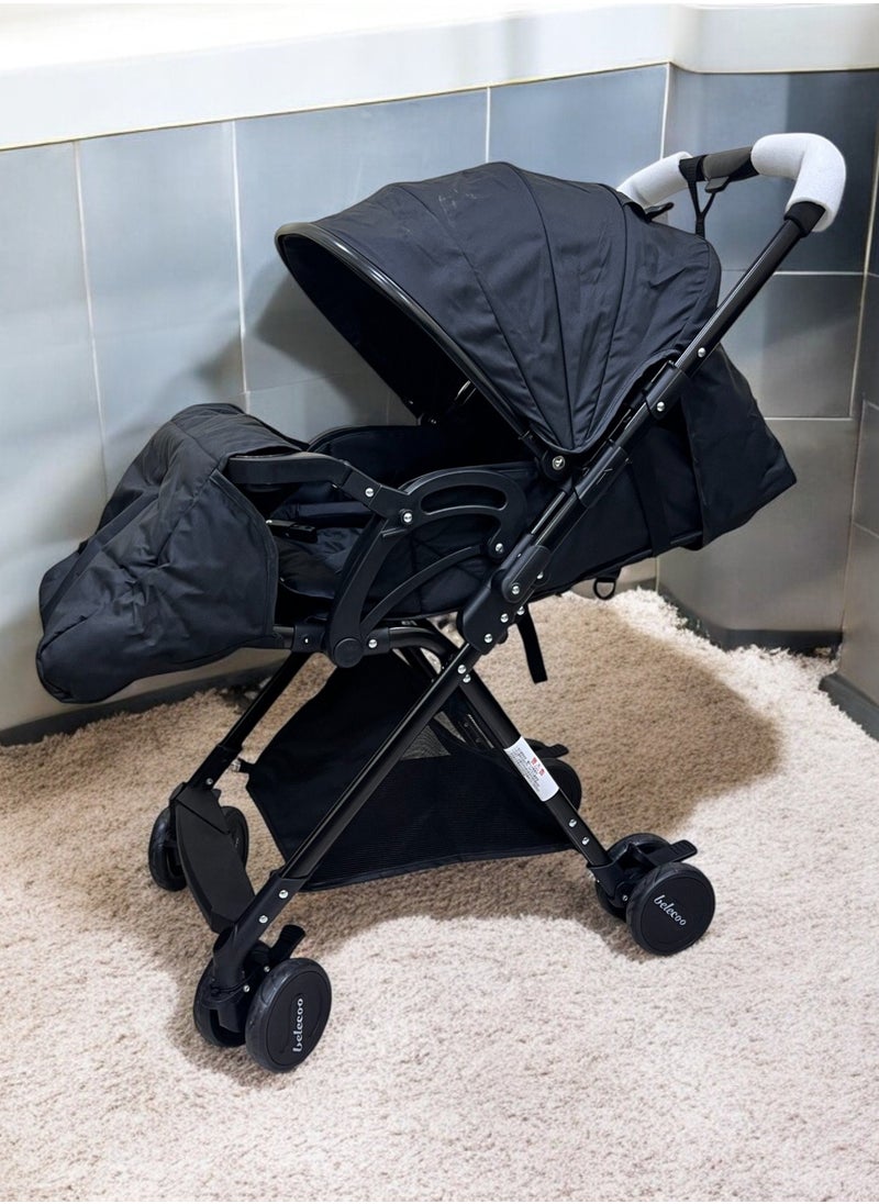 belecoo Belecoo A8 2-way 3-position foldable stroller black  - Image 4