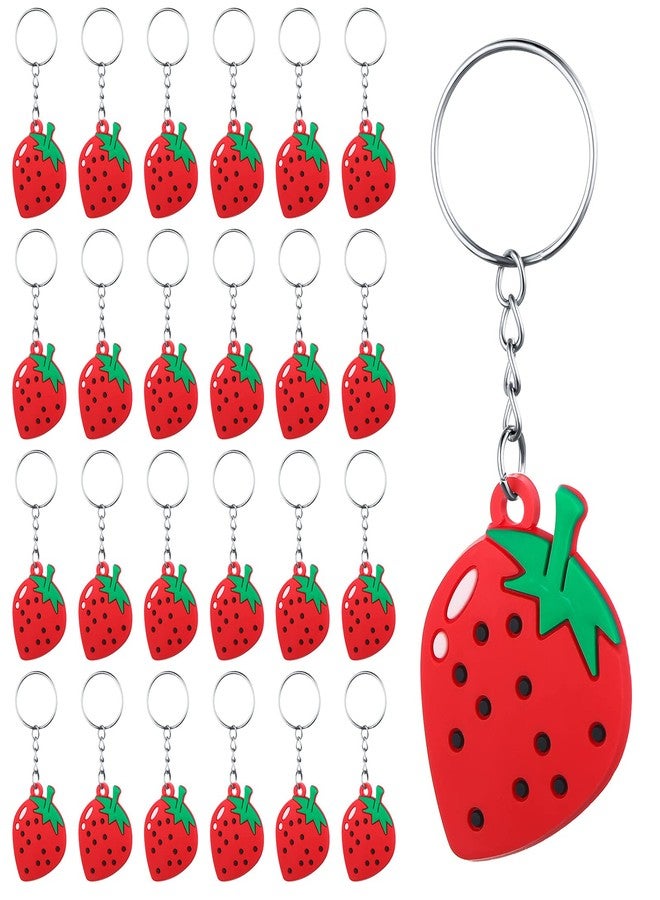 Tondiamo Strawberry Keychain Strawberry Party Favors Cute Fruit Keychain Rubber Keyrings for Summer Classroom Birthday Gifts(24 Pieces) - Image 1