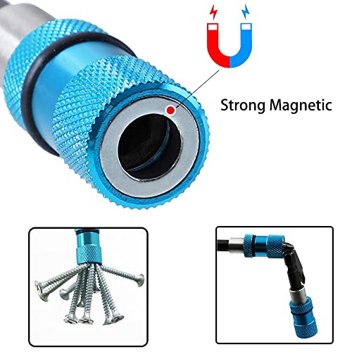 Saipe 3pcs Adjustable Screw Depth Magnetic Screwdriver Bit Holder 1/4" Hex Shank Drywall Screw Bit Holder Screw Tool with Phillips 2 Screw Driver Bits, Blue - Image 2