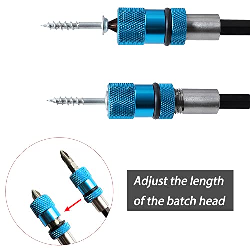 Saipe 3pcs Adjustable Screw Depth Magnetic Screwdriver Bit Holder 1/4" Hex Shank Drywall Screw Bit Holder Screw Tool with Phillips 2 Screw Driver Bits, Blue - Image 3