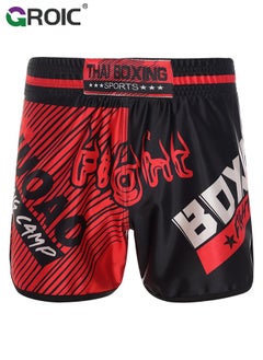 GROIC Boxing shorts MMA shorts,Muay Thai Shorts for Kids Youth Boxing Kickboxing High Grade MMA Fight Clothing Training Workout Trunks, Boxing Trunks for Hardcore Training, Boxing MMA Combat, Martial Arts  - Image 1
