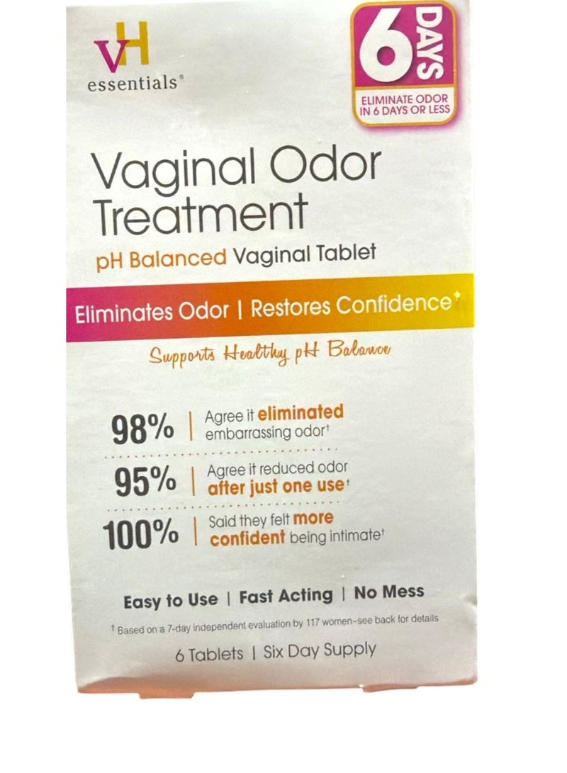 vH Essentials علاج رائحة المهبل - تحاميل مهبلية متوازنة الحموضة - 6 أقراص مع جهاز تطبيق، أبيض، (667-06) - Image 1