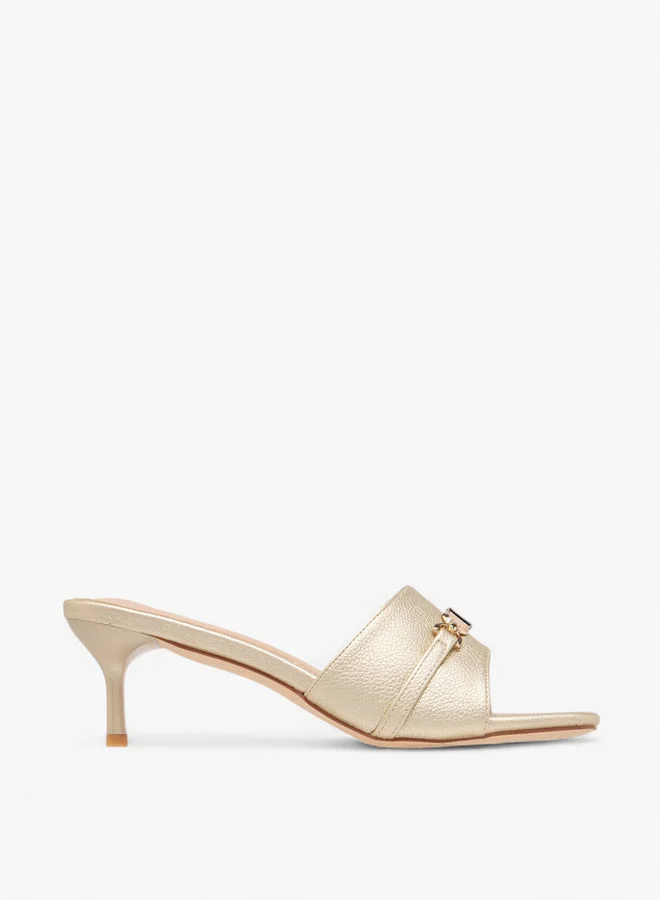 Flora Bella By Shoexpress Women Metal Accent Slip-On Sandals with Stiletto Heels