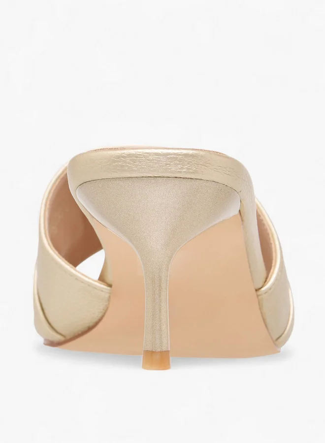 Flora Bella By Shoexpress Women Metal Accent Slip-On Sandals with Stiletto Heels