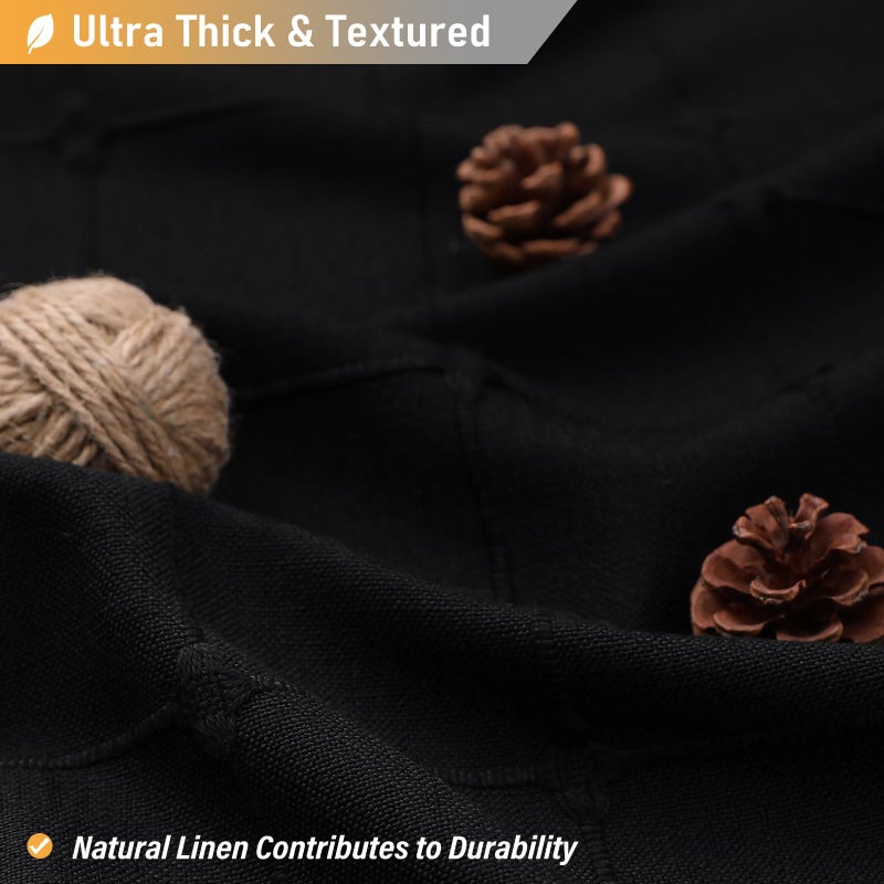 BTTN Stall Shower Curtain - 60 x 72 Inch Narrow Boho Farmhouse Linen Vintage Fabric Shower Curtain Set with 10 Hooks  Bohemian Country Decorative Heavy Duty Shower Curtains for Bathroom - Black - Image 2