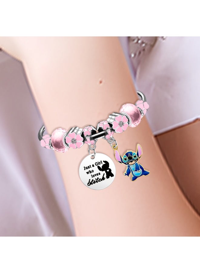3-Piece Stitch Cartoon Charm Beaded Adjustable Bracelet Set - Image 3