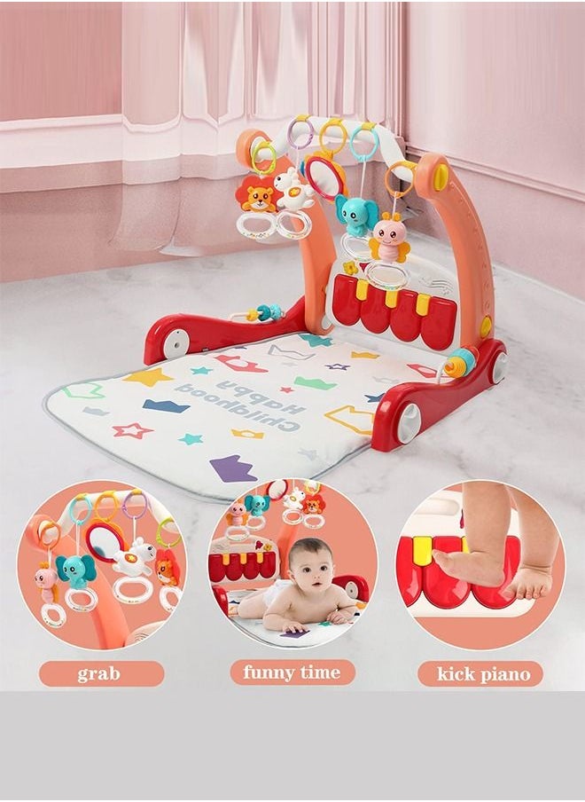 BAYBEE Baybee 2 in 1 Convertable Baby Activity Walker for Baby with Playgym Baby Play gym with Piano  5 Hanging Baby Toys  Activity Play Mat Gym Kids Walker for Baby Toddlers Boy Girl 0-18 Months Red  - Image 2