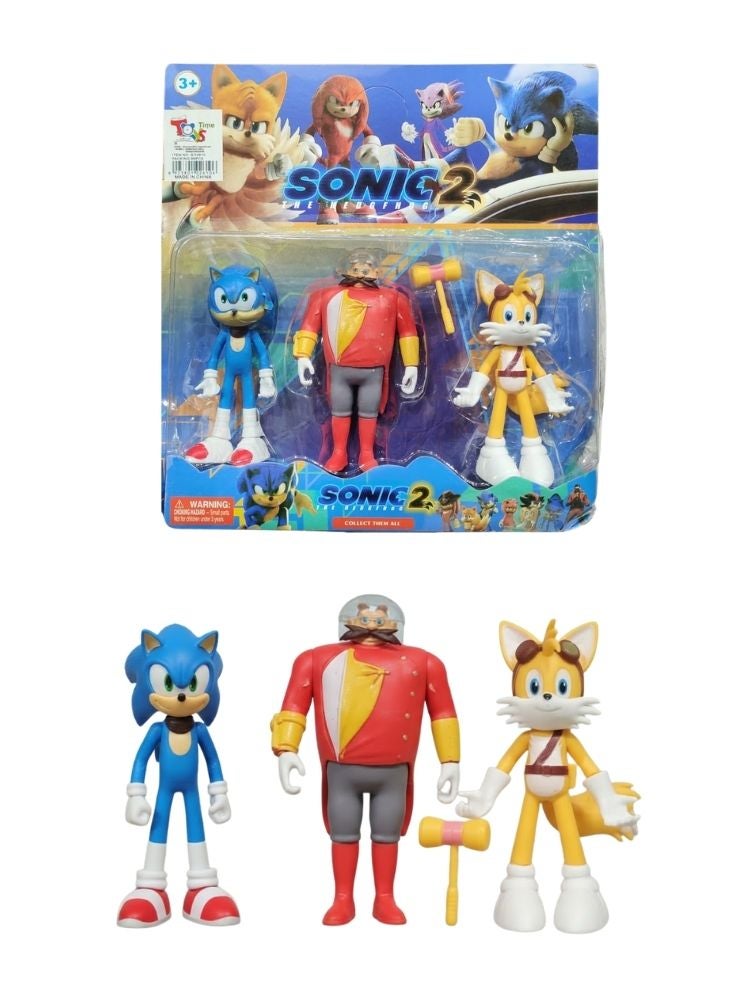 Premium Sonic the Hedgehog 2 Action Figure Set – Sonic, Dr. Eggman & Tails Collectible Toy Pack - Image 1