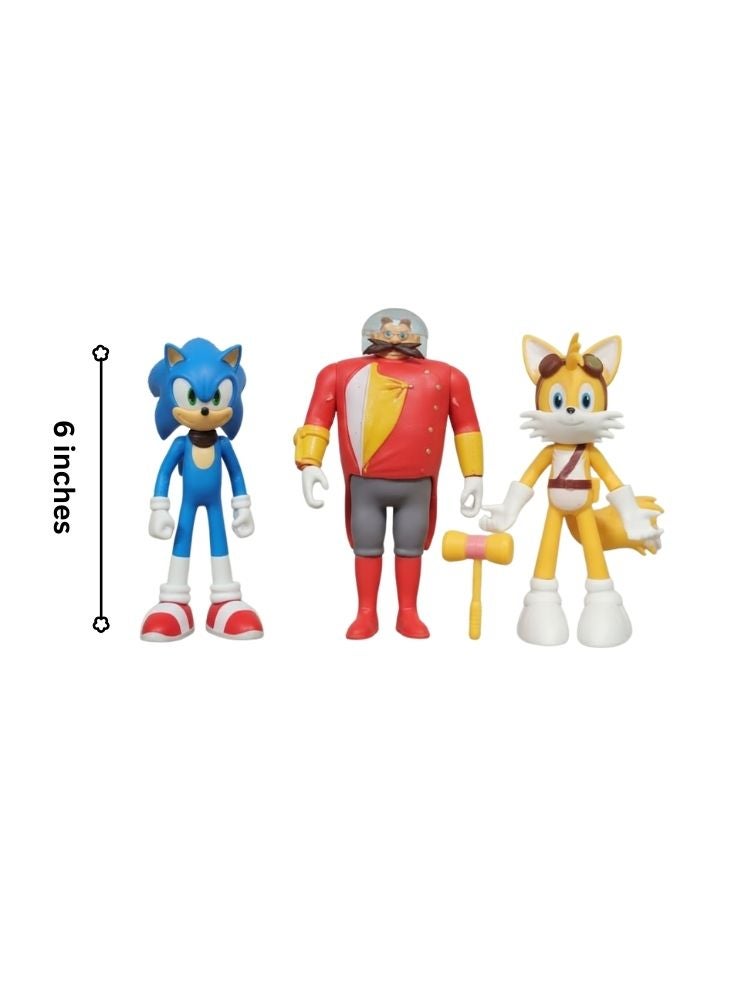 Premium Sonic the Hedgehog 2 Action Figure Set – Sonic, Dr. Eggman & Tails Collectible Toy Pack - Image 2