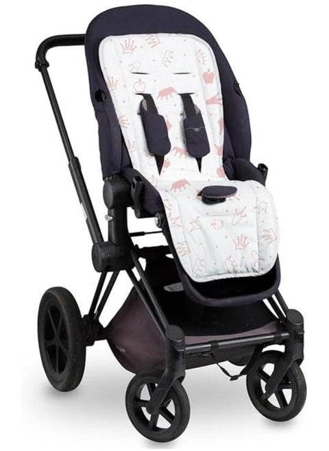 Crown Print Stroller Liner, White/Blue