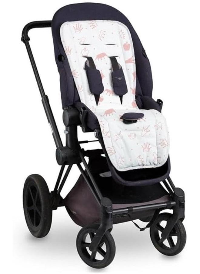 Mamas Gift - Crown Print Stroller Liner, White/Blue - Image 1