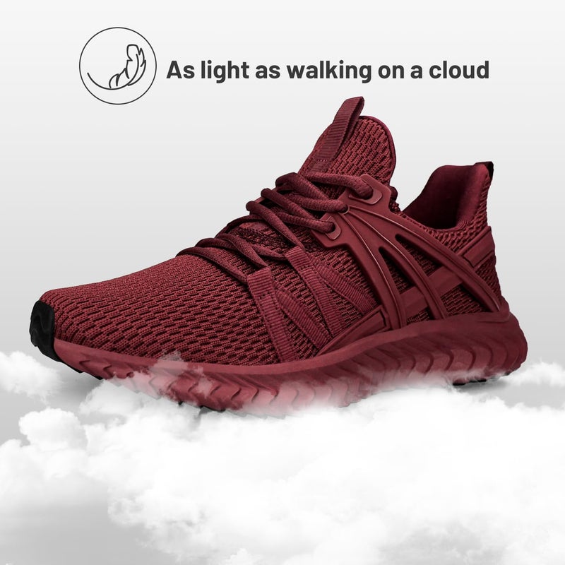 Abboos Womens Athletic Walking Shoes Sneakers- Memory Foam Lightweight Tennis Shoe Sports Shoes Gym Slip On Running Sneakers Agate Red Size 7 - Image 5