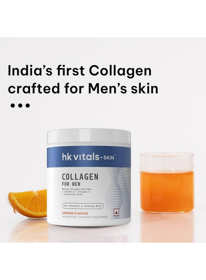 HEALTHKART مكمل كولاجين البحر هيلث كارت إتش كيه فيتالز للرجال (برتقال، 200 غرام) | فيتامين سي، إي، صوديوم هيالورونات | لبشرة شابة ومتألقة، مسحوق، 1 عدد، 25 حصة - Image 5