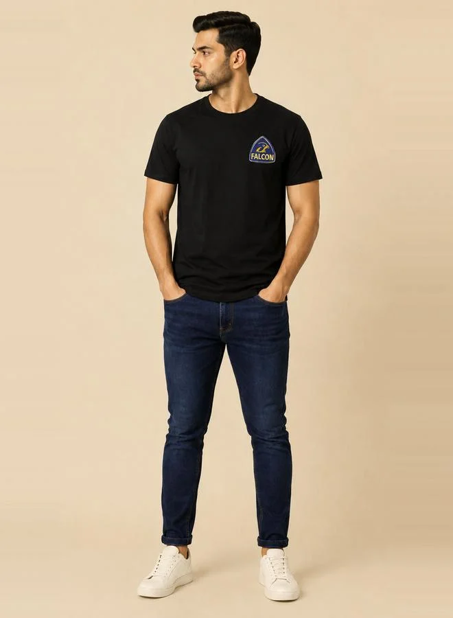 Take Two Black Graphic Crew Neck T-Shirt By Falcon