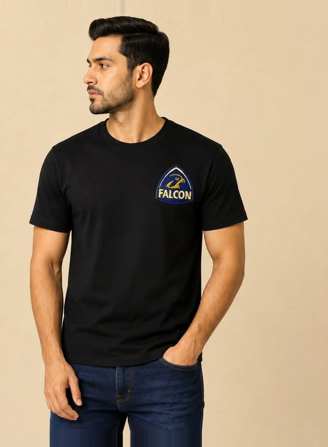 Take Two Black Graphic Crew Neck T-Shirt By Falcon