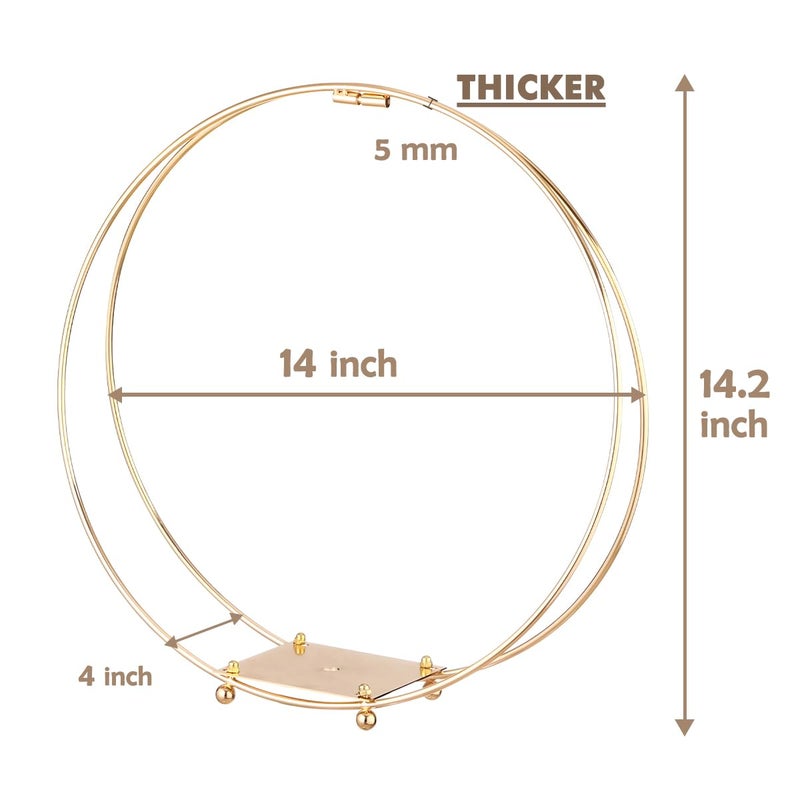 MJRASG 8 Pack 14 Inches Metal Double Floral Hoop Centerpieces with Stand and 38-Yard Paddle Wire Craft Centerpiece Table Decorations Wedding/Baptism/Party/Centerpiece DIY Metal Ring Table DÃ©cor, Gold - Image 4