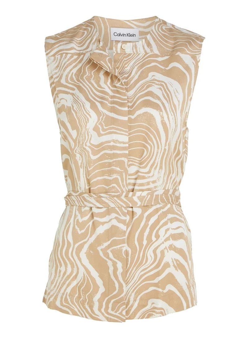 CALVIN KLEIN Tie Detail Printed Top