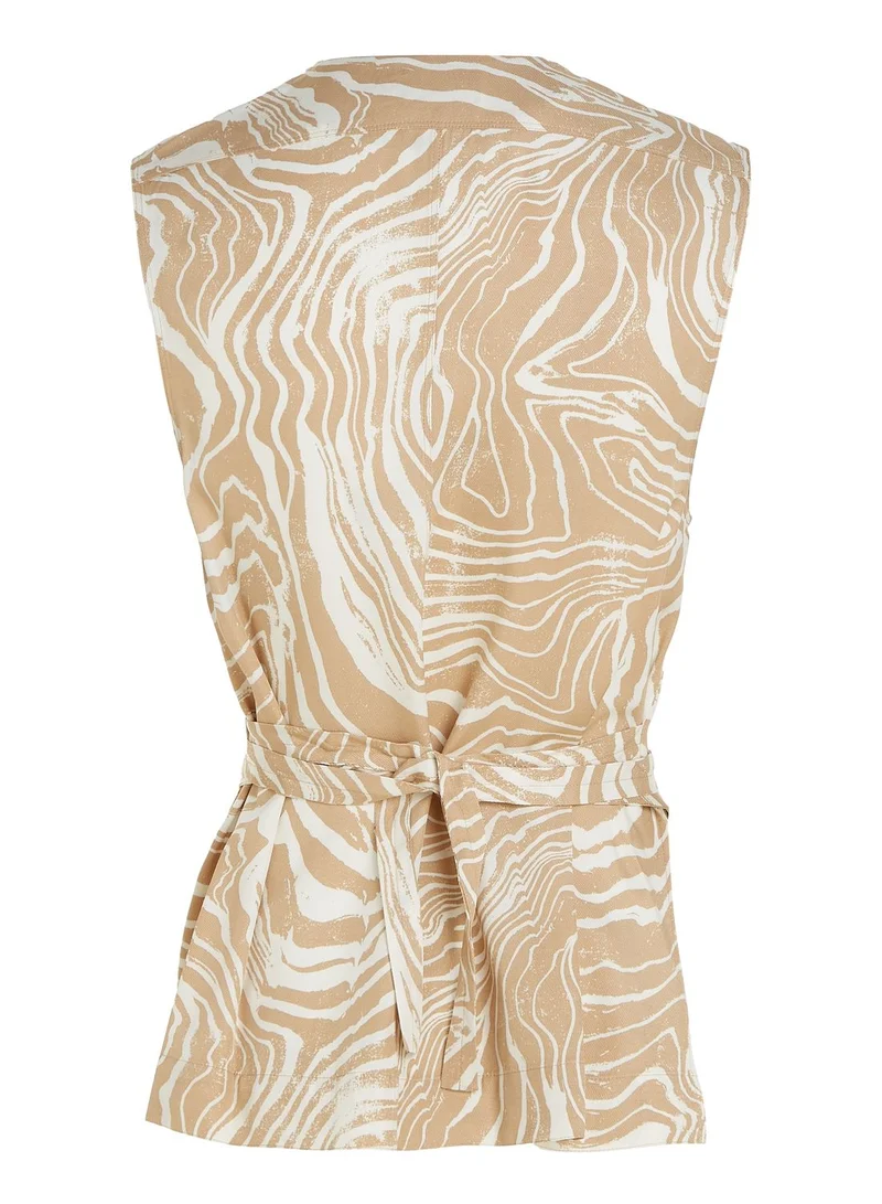 CALVIN KLEIN Tie Detail Printed Top