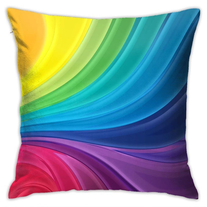 THROW PILLOW COVERS COLORFUL RAINBOW COLOURS LINES DESIGN SQUARE PILLOWCASE FOR HOME DECOR SOFA CAR BEDROOM PILLOW CASE 18X18INCH