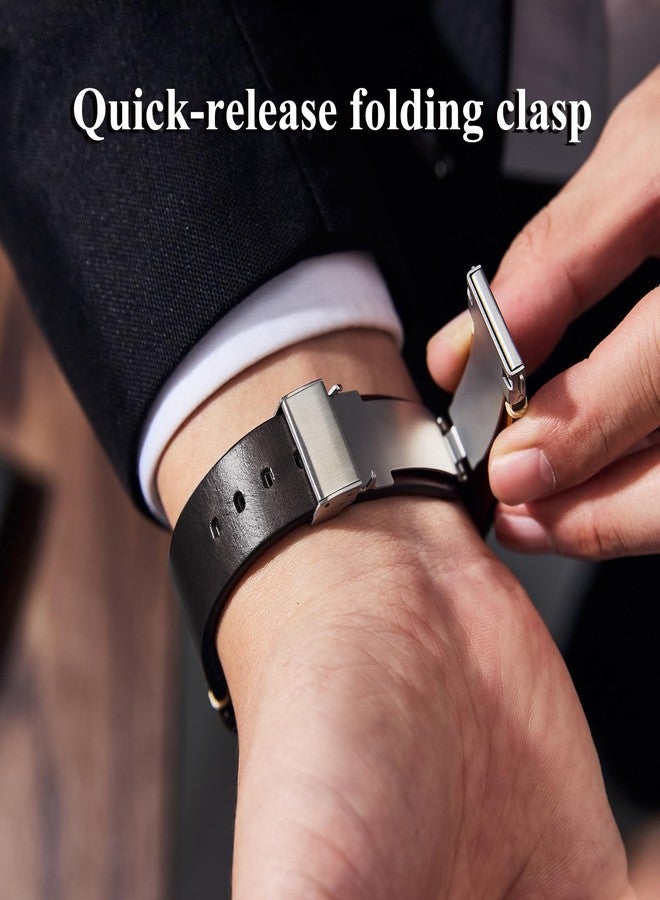 Getalia leather Watch Band Retro Oil wax Genuine Leather,18mm 19mm 20mm 21mm 22mm Quick Release Foldover Clasp Replacement Watch Straps for Men and Women, Ash Black, 18mm, Retro - Image 3