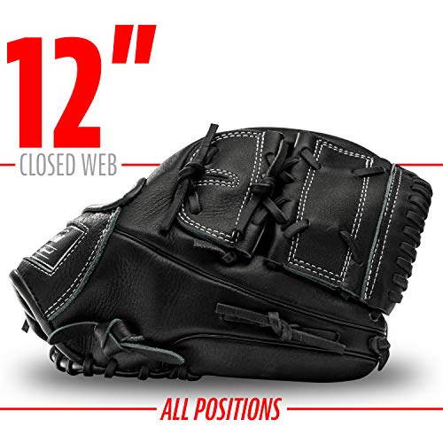 Franklin Sports CTZ5000 Baseball Fielding Glove - Men's Adult and Youth Baseball Mitt - Black Cowhide Leather Glove - 12.0" Basket Web for Infielders + Pitchers - Image 4