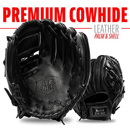 Franklin Sports CTZ5000 Baseball Fielding Glove - Men's Adult and Youth Baseball Mitt - Black Cowhide Leather Glove - 12.0" Basket Web for Infielders + Pitchers - Image 2