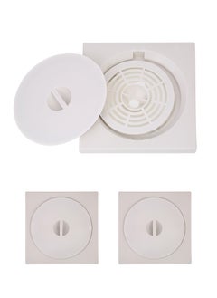 LAWAZIM Plastic Floor Drain Set of 3 -20x20cm Square Drain Cover with Strainer -Waterproof Anti-Clog Design for Bathrooms Kitchens Outdoor Use -Easy Installation and Maintenance for Home Improvement  - Image 1