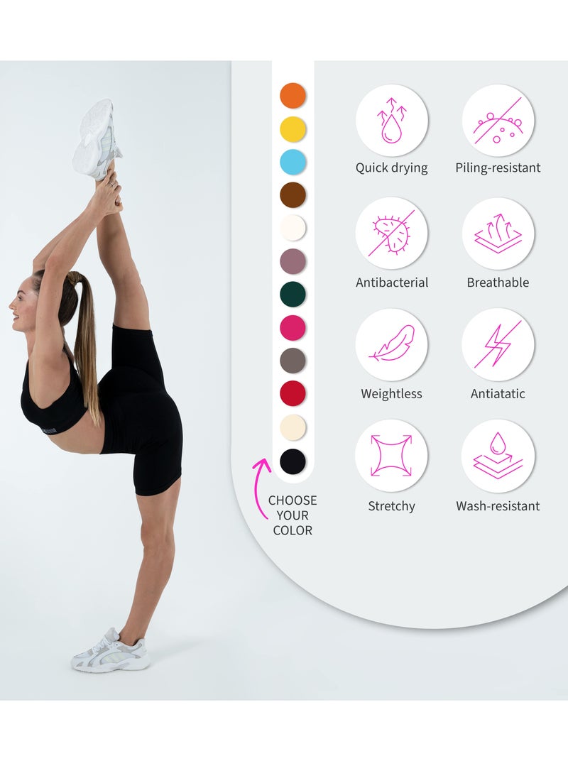 Bernessi - Turkiye Nylon Women High Waisted Biker Shorts Sport Legging Shorts Workout Cycling Athletic Running Yoga Gym Volleyball for Ladies with Tummy Control Black Coal - Image 1