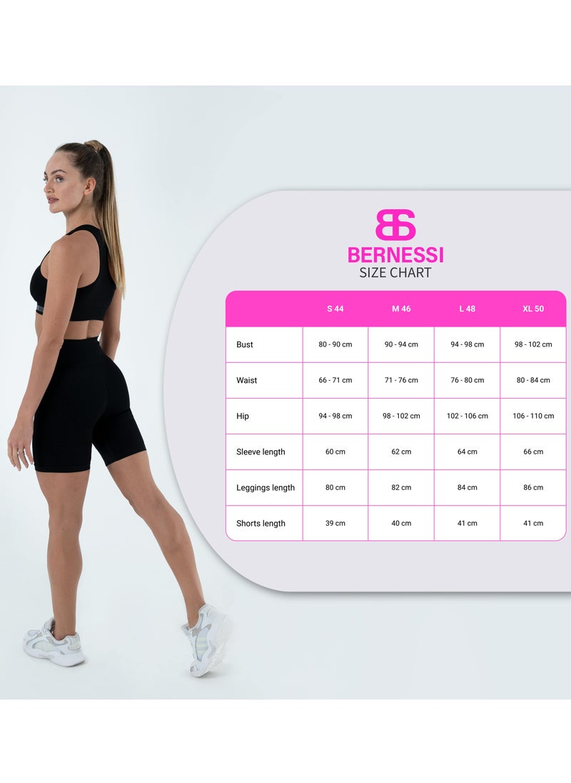 Bernessi - Turkiye Nylon Women High Waisted Biker Shorts Sport Legging Shorts Workout Cycling Athletic Running Yoga Gym Volleyball for Ladies with Tummy Control Black Coal - Image 1