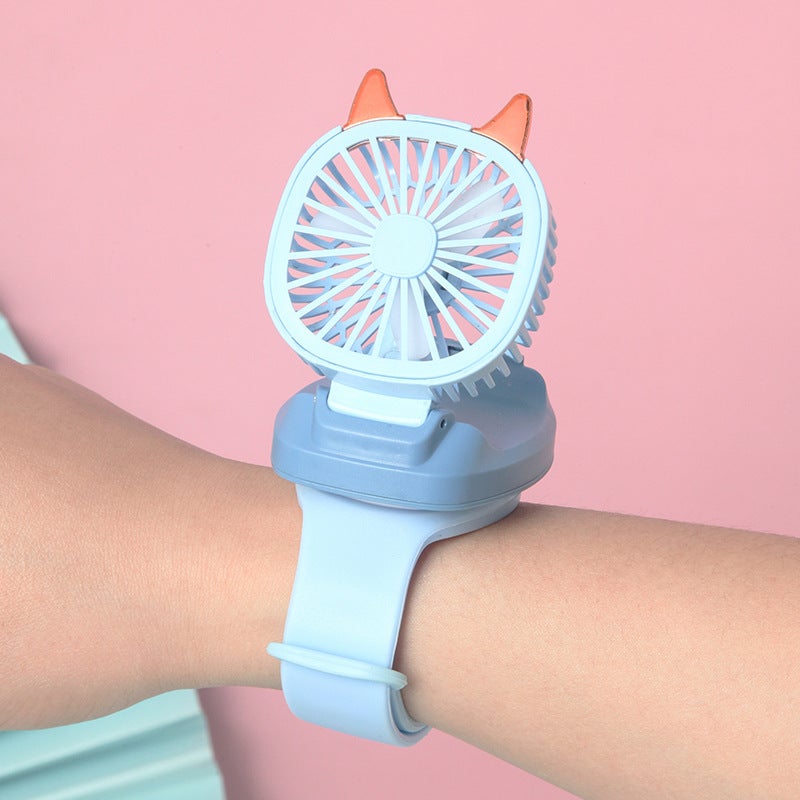 Children'S Day Gift Leafless Watch Fan Mini Usb Charging Student Cartoon Outdoor Wrist Small Fan - Image 3