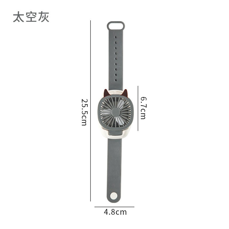 Children'S Day Gift Leafless Watch Fan Mini Usb Charging Student Cartoon Outdoor Wrist Small Fan - Image 1